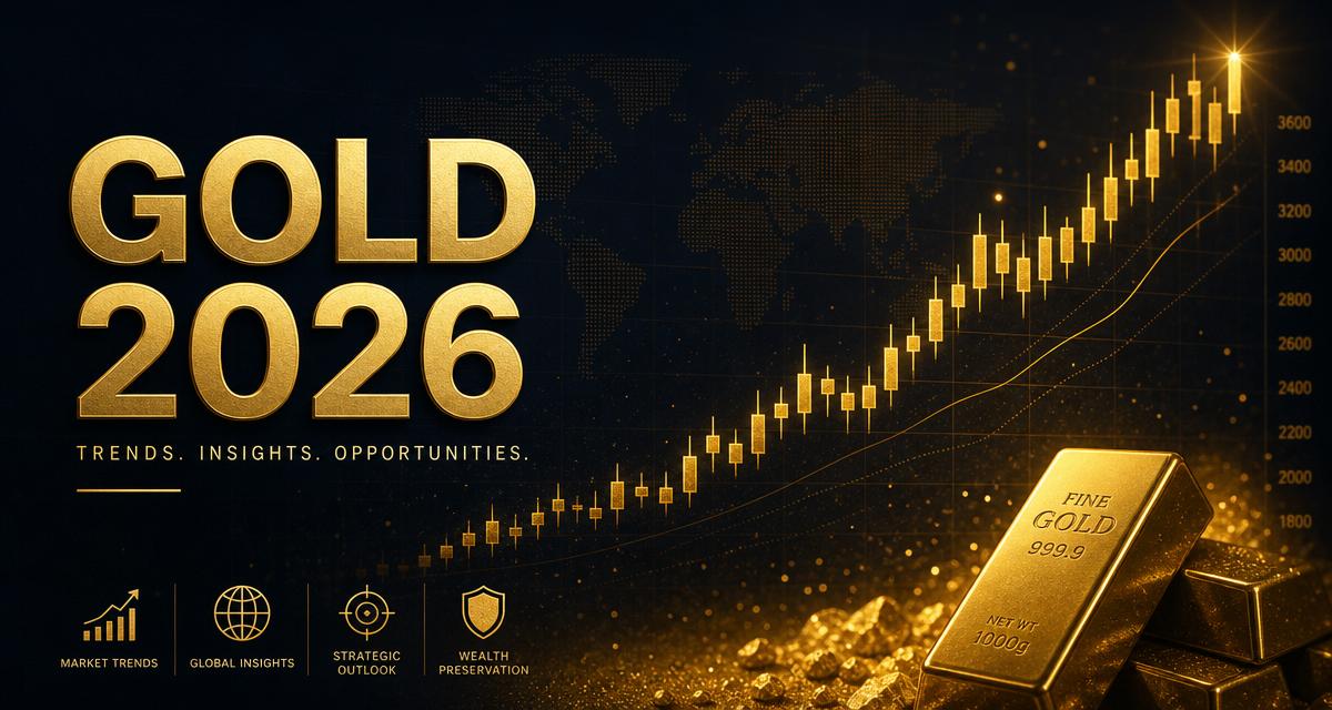Gold 2026 price forecast chart with rising candlesticks and gold bars